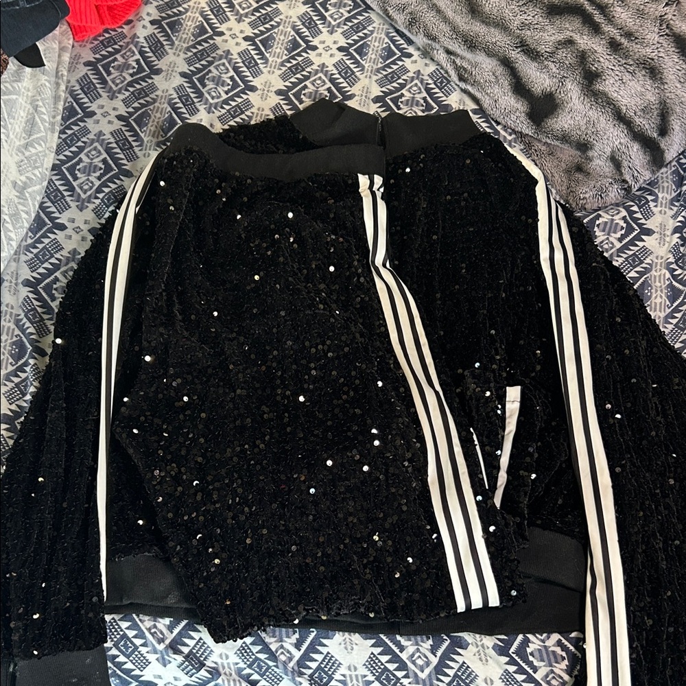 Black Sequin Women's Track Suit